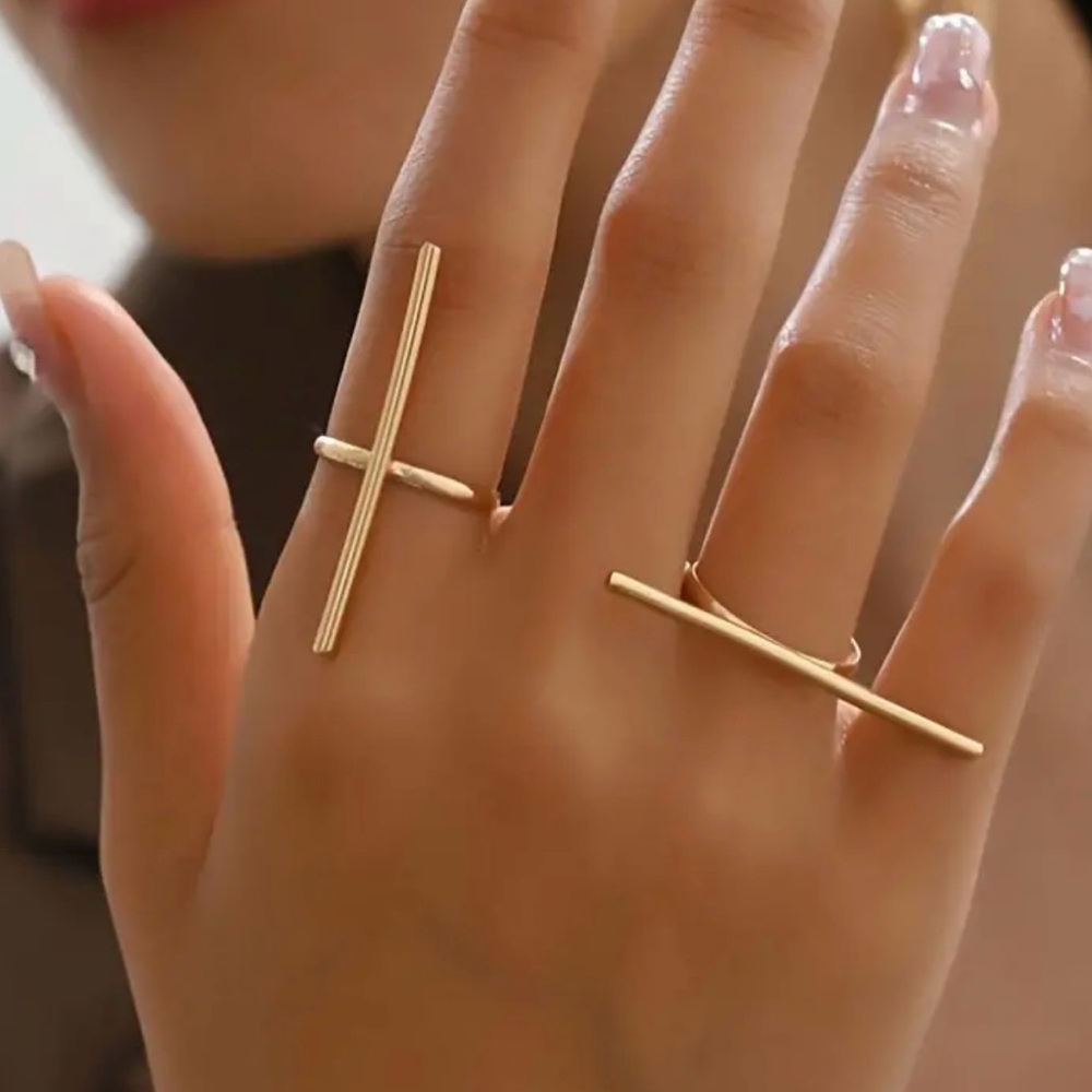 Minimalist Geometric 2 Pcs rings Set